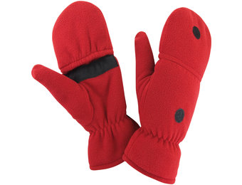 Fleece handschoenen zonder vingers met flap - Rood