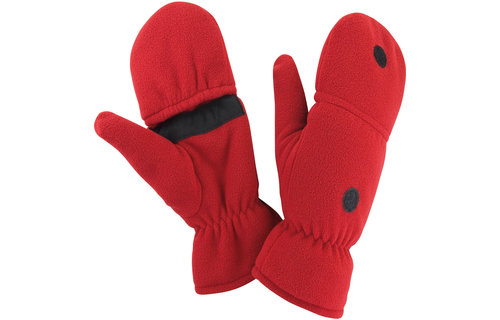 Fleece handschoenen zonder vingers met flap - Rood