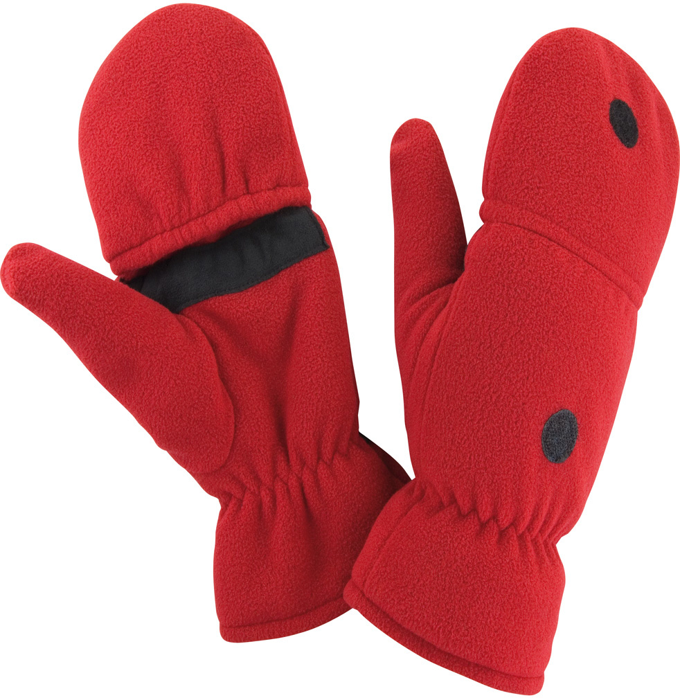 Fleece handschoenen zonder vingers met flap - Rood Fleece handschoenen zonder vingers met flap - Rood