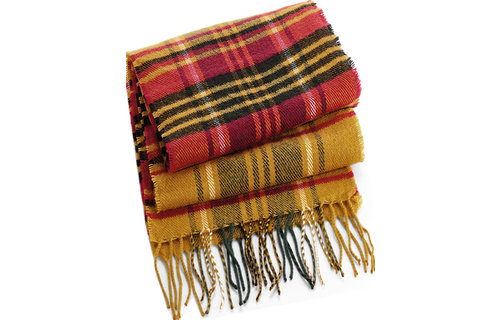 Zacht Geruite Sjaal  181 x 31 cm  "Mustard Check"