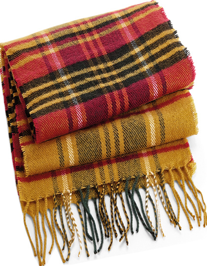 Zacht Geruite Sjaal  181 x 31 cm  "Mustard Check"