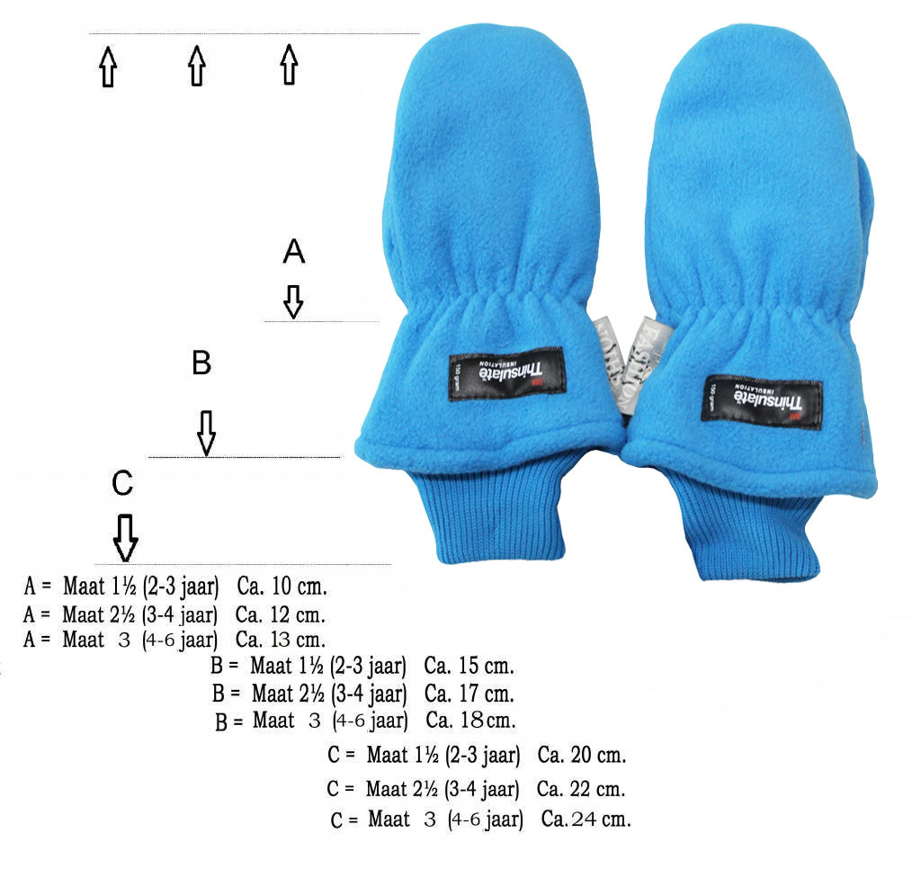 Fleece wanten kinderen Zeeblauw