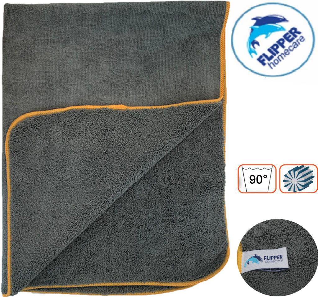 Microvezel Autodroogdoek 60 x 90 cm Grijs - Zwart Microvezel Autodroogdoek 60 x 90 cm Grijs - Zwart