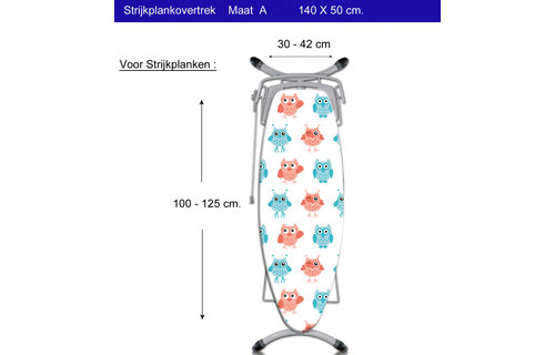 Strijkplankhoes 5 lagen maat  A  "Sweet Owls"