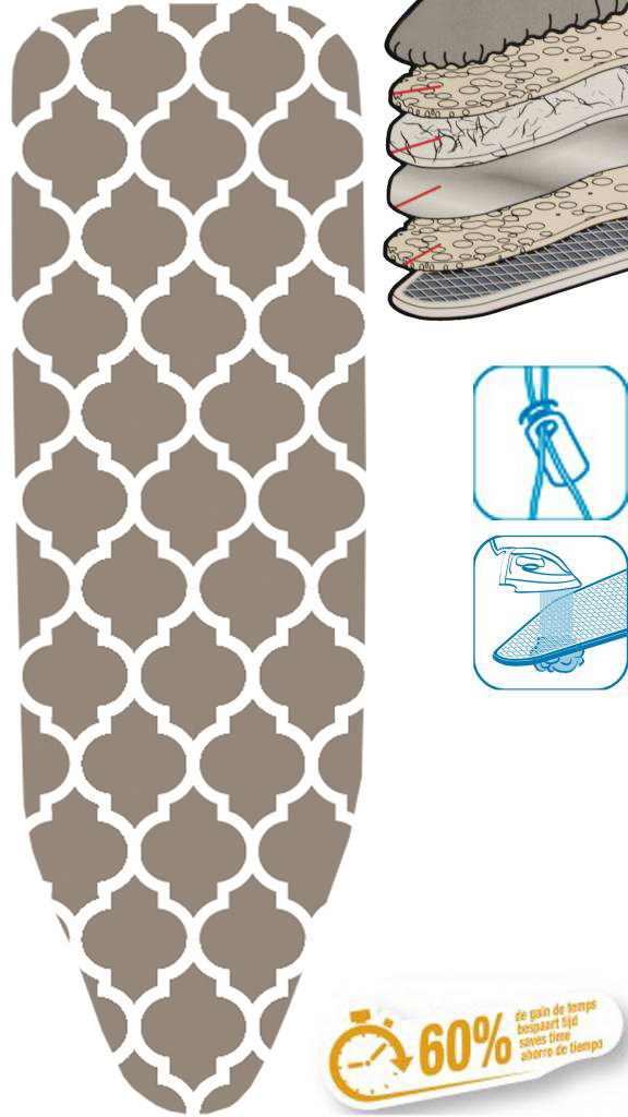 Strijkplankhoes 5 lagen maat A "Beige Symmetry" Strijkplankhoes 5 lagen maat A "Beige Symmetry"