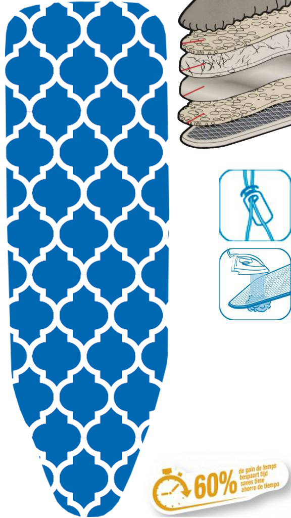 Strijkplankhoes 5 lagen maat A "Blue Symmetry" Strijkplankhoes 5 lagen maat A "Blue Symmetry"