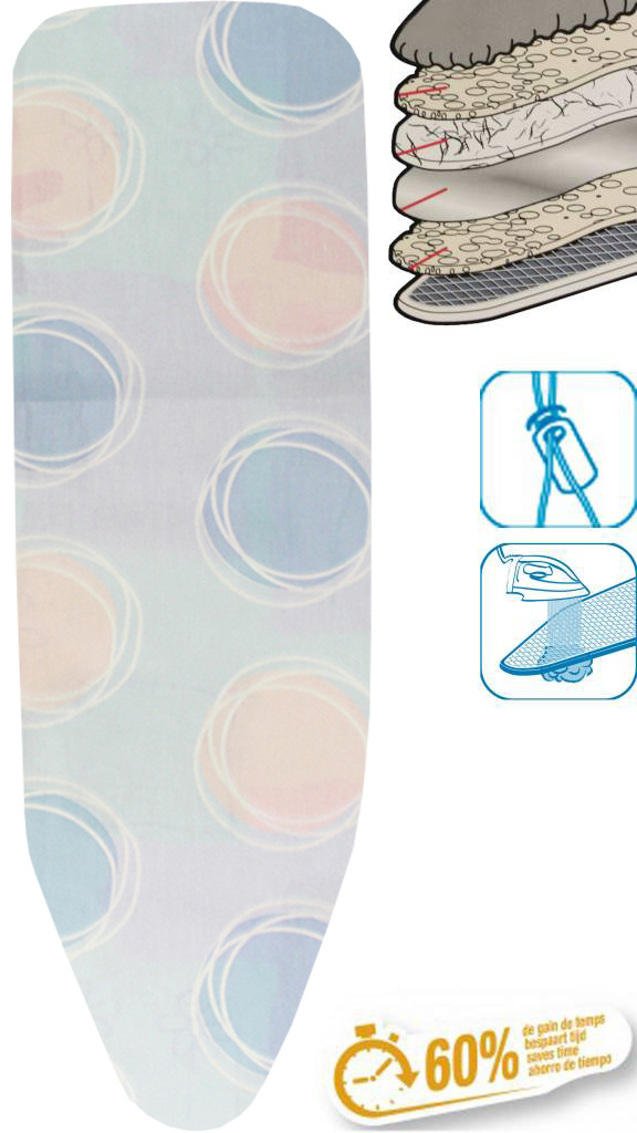 Strijkplankhoes 5 lagen maat  A  "Blue - pink dot"