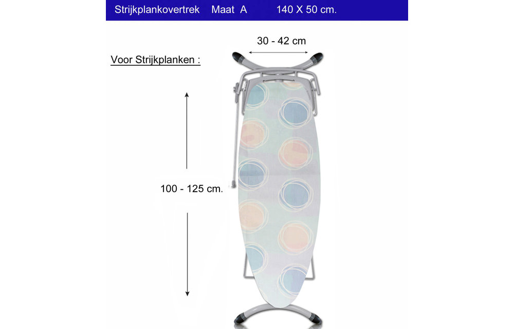 Strijkplankhoes 5 lagen maat A "Blue - pink dot" Strijkplankhoes 5 lagen maat A "Blue - pink dot"