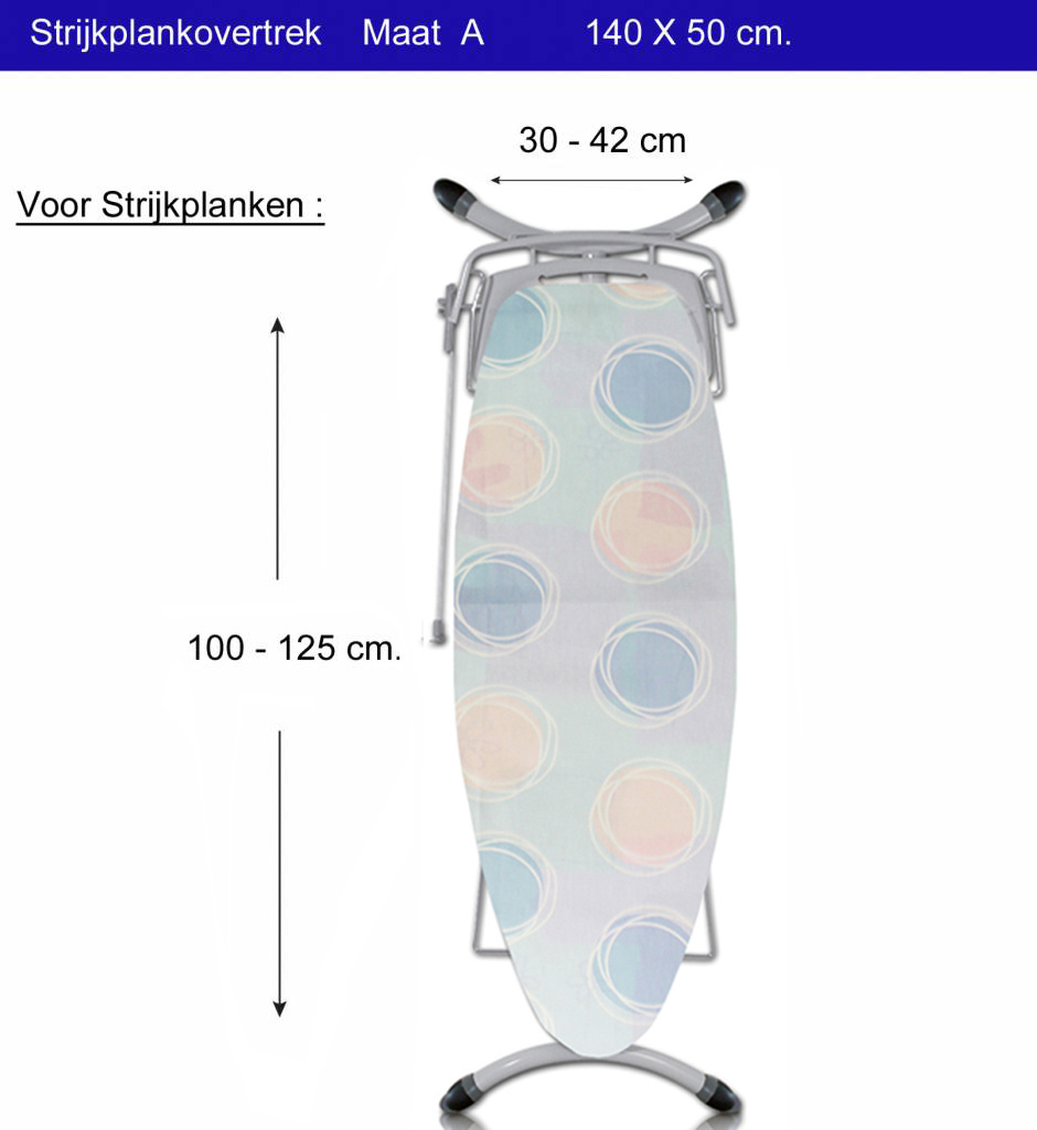 Strijkplankhoes 5 lagen maat  A  "Blue - pink dot"
