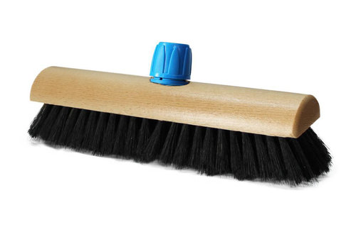 Kamerveger gelakt hout 30 cm met steelhouder  - Zwart gemengd haar