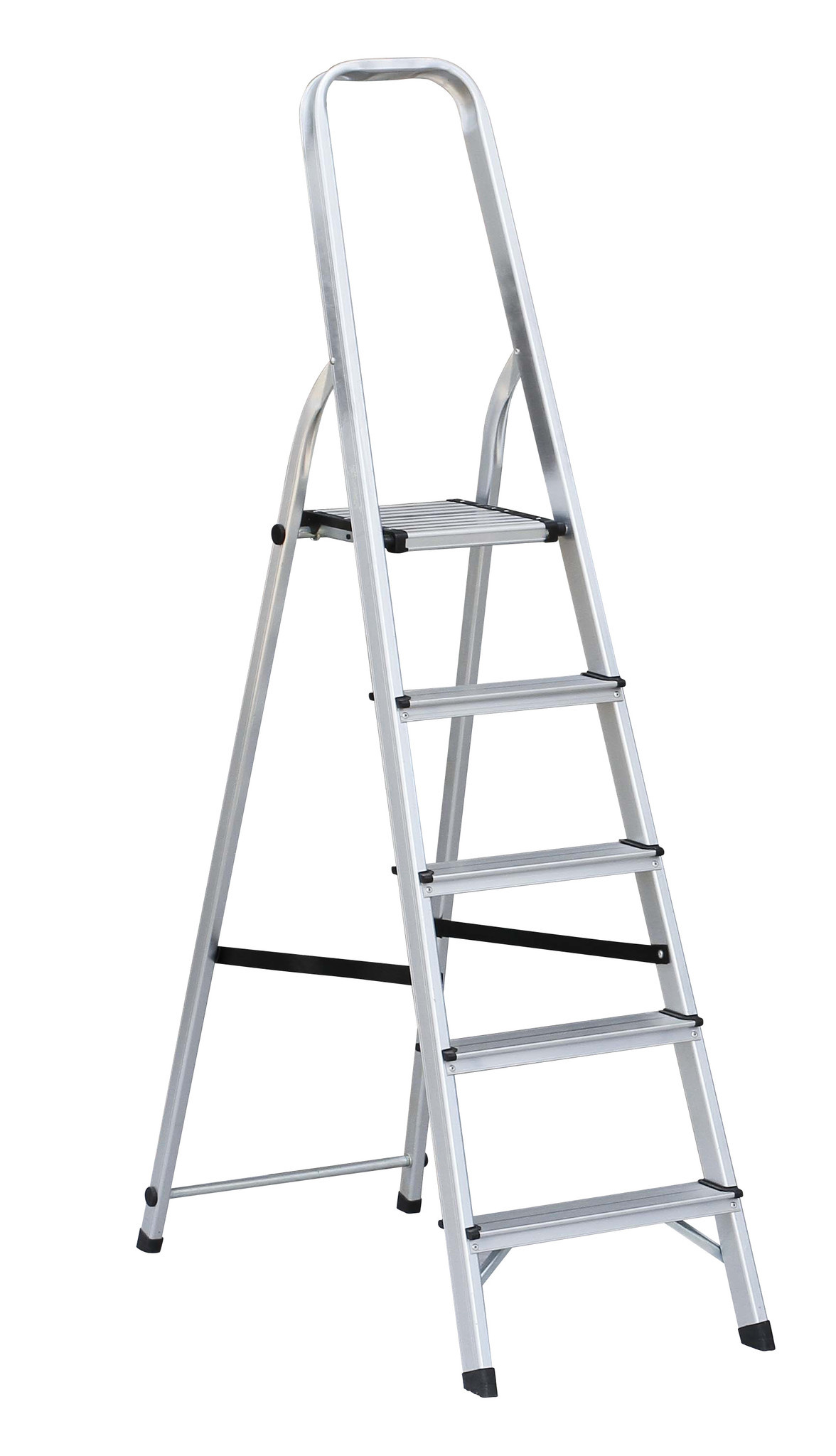 Aluminium Huishoudtrap Prof. met 5 Treden - max. 150 kg.