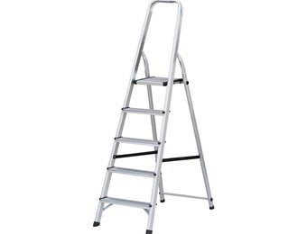 Aluminium Huishoudtrap Prof. met 5 Treden - max. 150 kg.