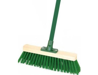 Straatbezem pvc groen 30 cm + steel