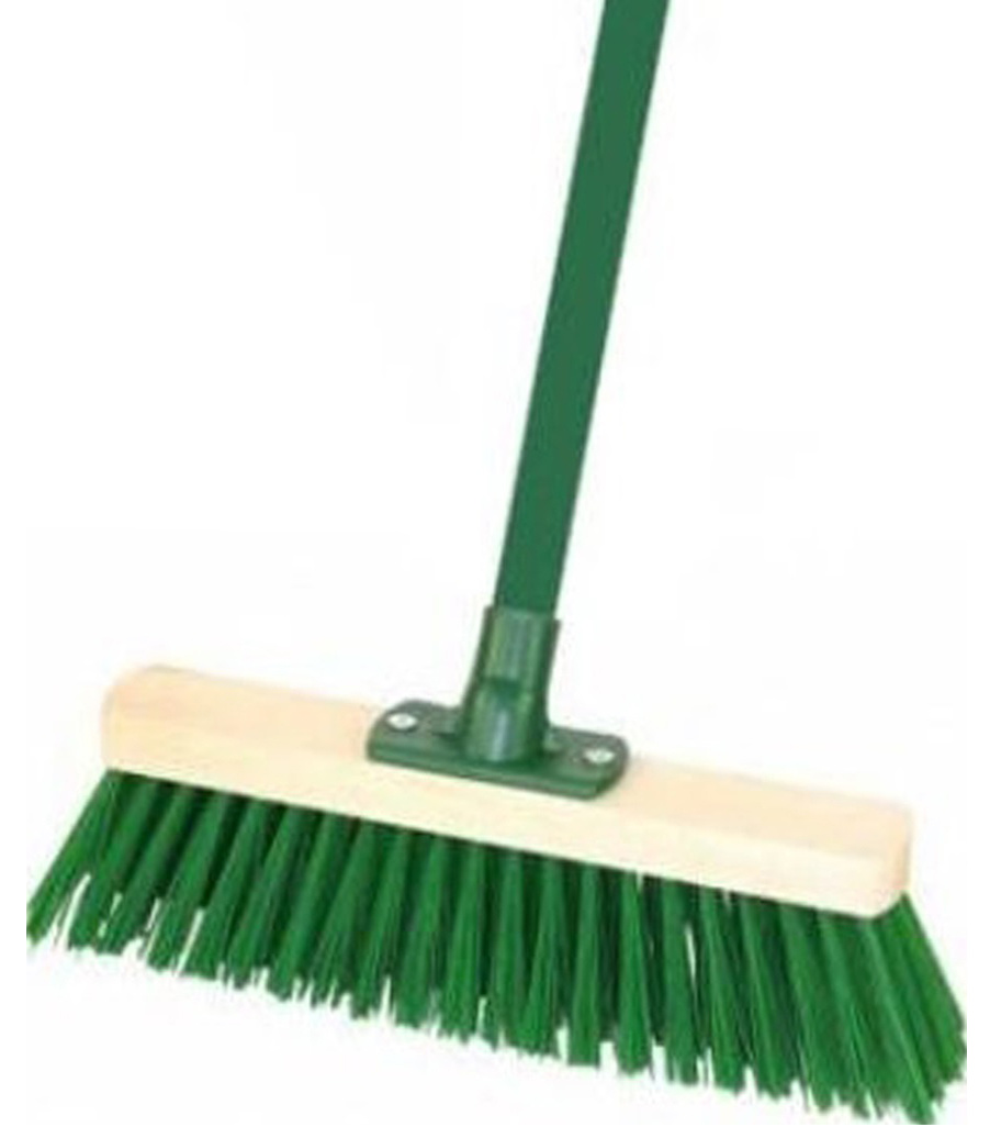 Straatbezem  pvc groen 30 cm + steel