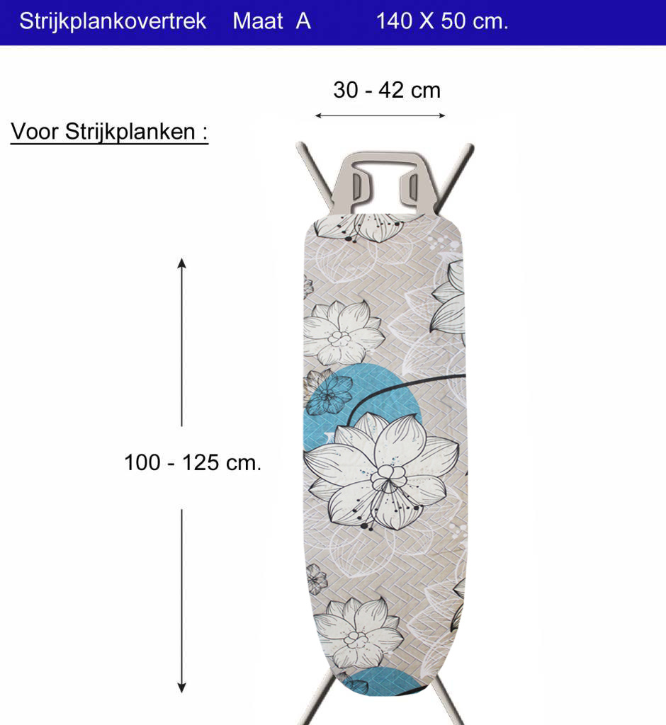 Strijkplankhoes 2 laags met elastiek A - Beige Flower Strijkplankhoes 2 laags met elastiek A - Beige Flower