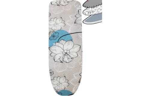 Strijkplankhoes 2 laags met elastiek C - Beige  Flower