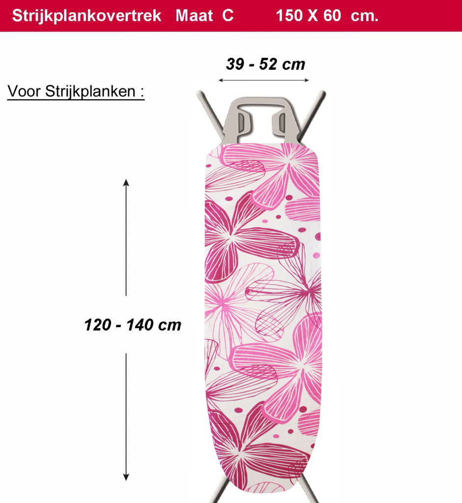 Strijkplankhoes 2 laags met elastiek C - Pink Flower Strijkplankhoes 2 laags met elastiek C - Pink Flower