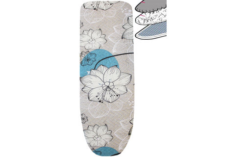 Strijkplankhoes 2 laags met elastiek  A - Beige  Flower