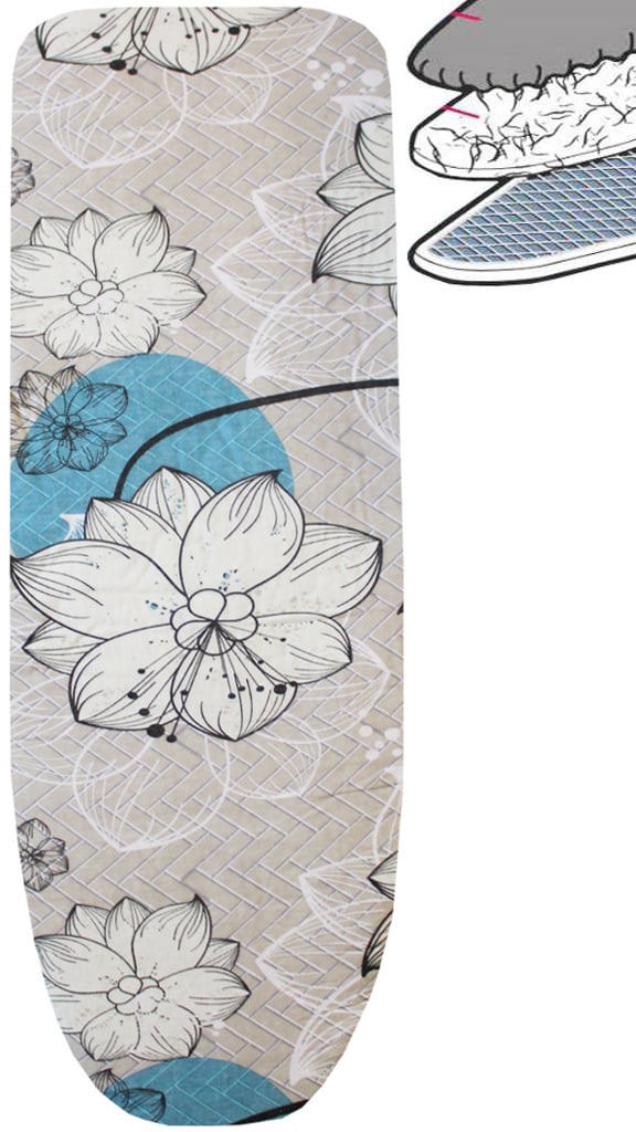 Strijkplankhoes 2 laags met elastiek  A - Beige  Flower