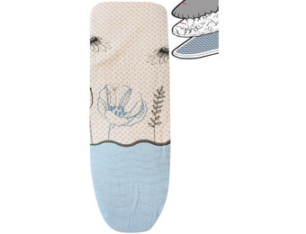 Strijkplankhoes 2 laags met elastiek A - Beige stip / Blue