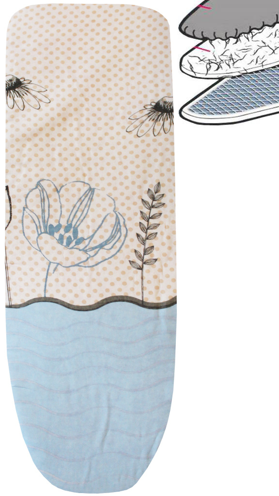 Strijkplankhoes 2 laags met elastiek A - Beige stip / Blue