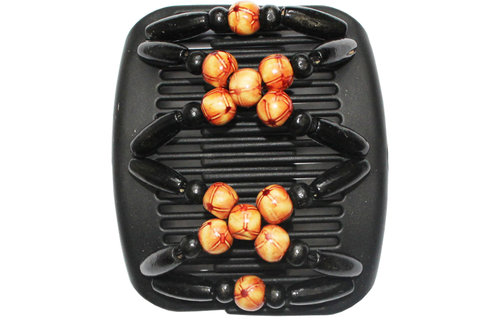 African Butterfly Hair Clips - Zwart  / beige parels