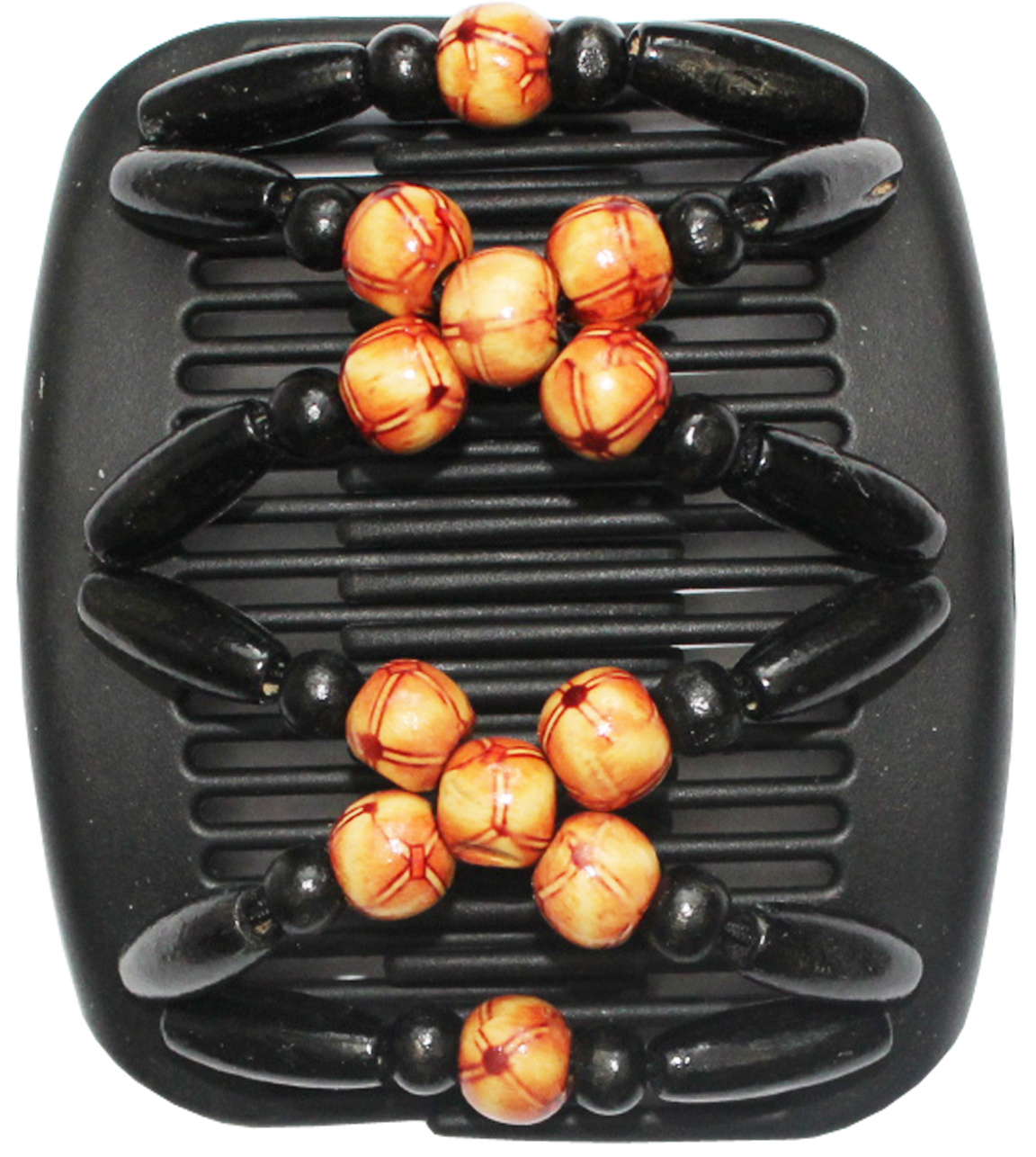 African Butterfly Hair Clips - Zwart  / beige parels