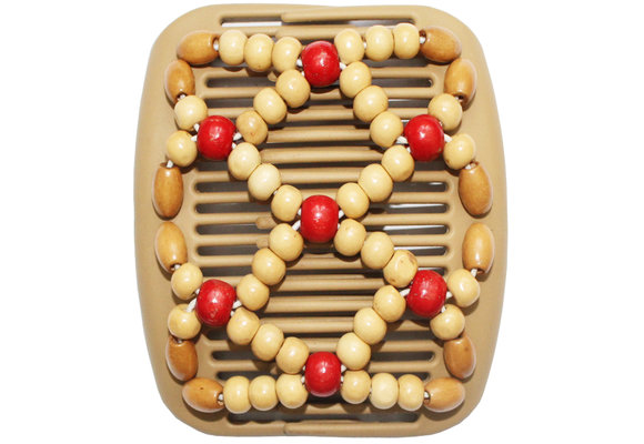 African Butterfly Hair Clips   -  Beige/red Pearls