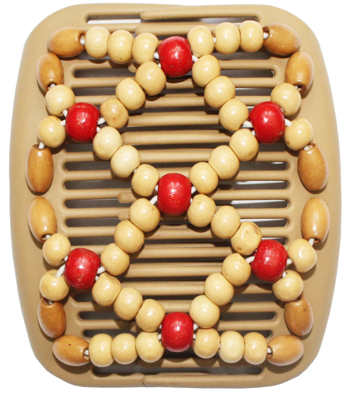 African Butterfly Hair Clips   -  Beige/red Pearls