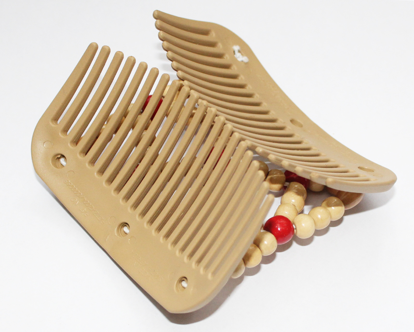 African Butterfly Hair Clips   -  Beige/red Pearls