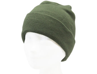Dubbel Gebreide Muts met boord -  Kaki