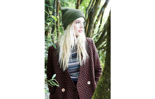 Dubbel Gebreide Muts met boord -  Kaki Dubbel Gebreide Muts met boord -  Kaki