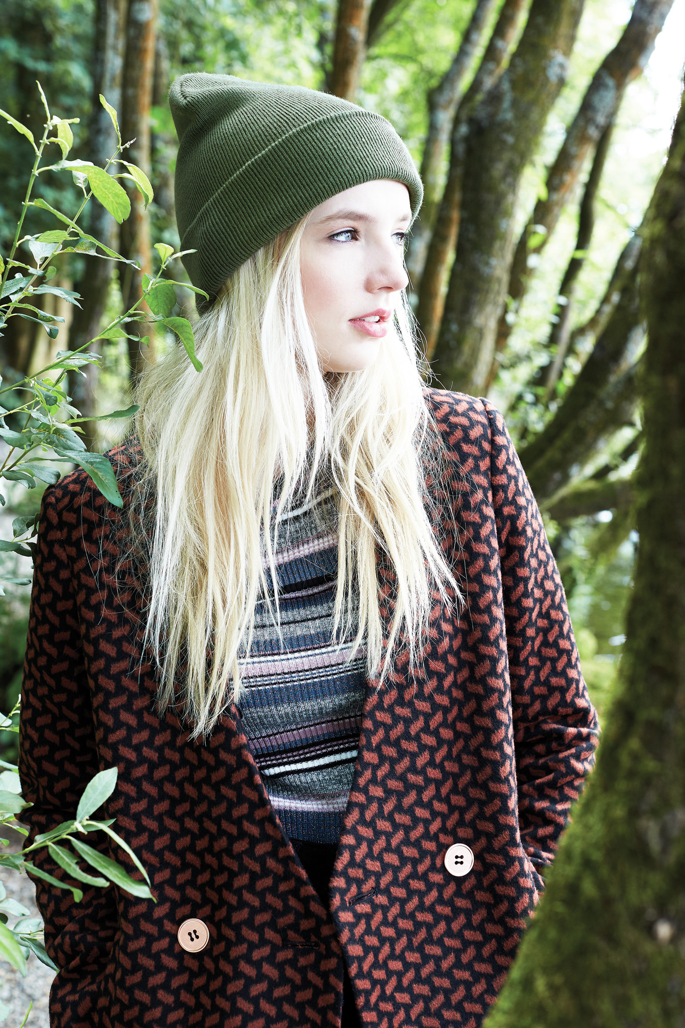 Dubbel Gebreide Muts met boord -  Kaki Dubbel Gebreide Muts met boord -  Kaki