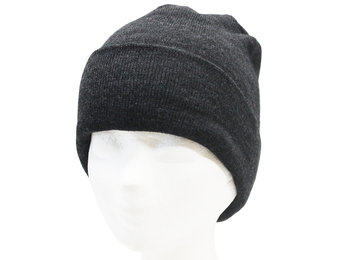 Dubbel Gebreide Muts met boord - Antraciet Grijs