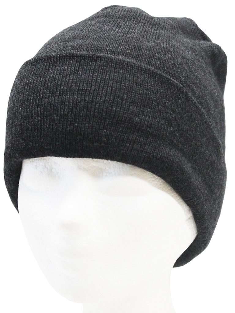 Dubbel Gebreide Muts met boord -  Antraciet Grijs