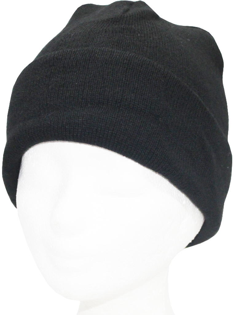 Dubbel Gebreide Muts met boord -   Zwart