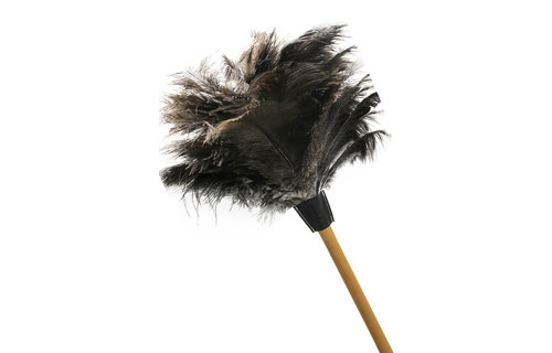 Struisvogel Plumeau Extra dik  met Extra lange houten steel  110 cm