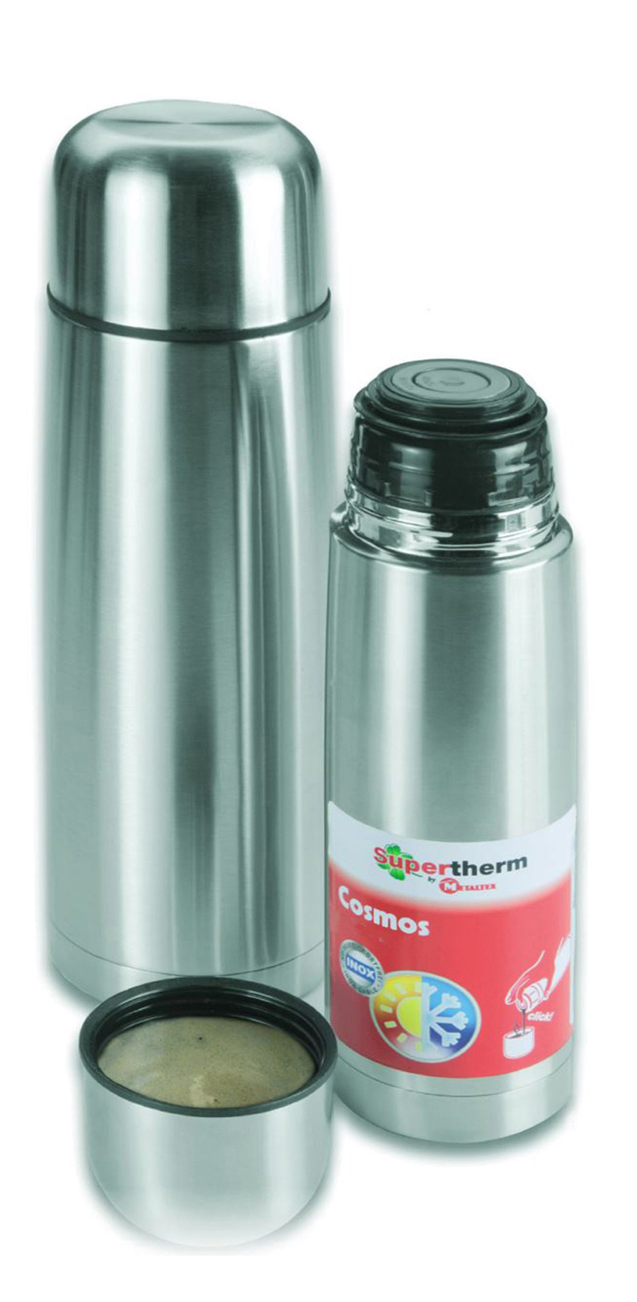 Thermosfles Inox  0,75 Liter  "Metaltex-Cosmos"
