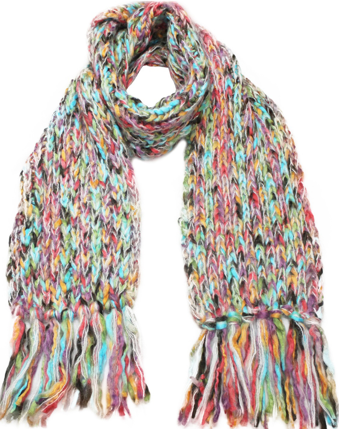 Gebreide Damessjaal Multicolor   groen/blauw