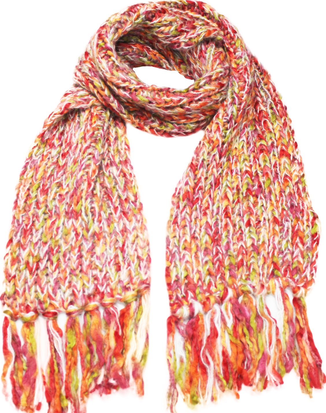 Gebreide Damessjaal Multicolor oranje/rood Gebreide Damessjaal Multicolor oranje/rood