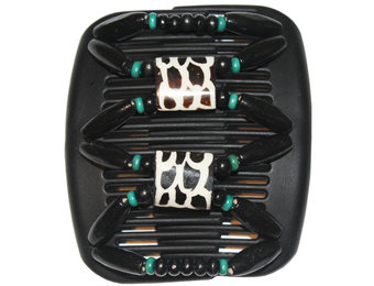 African Butterfly Hair Clips   -  Zwart / black-green parels