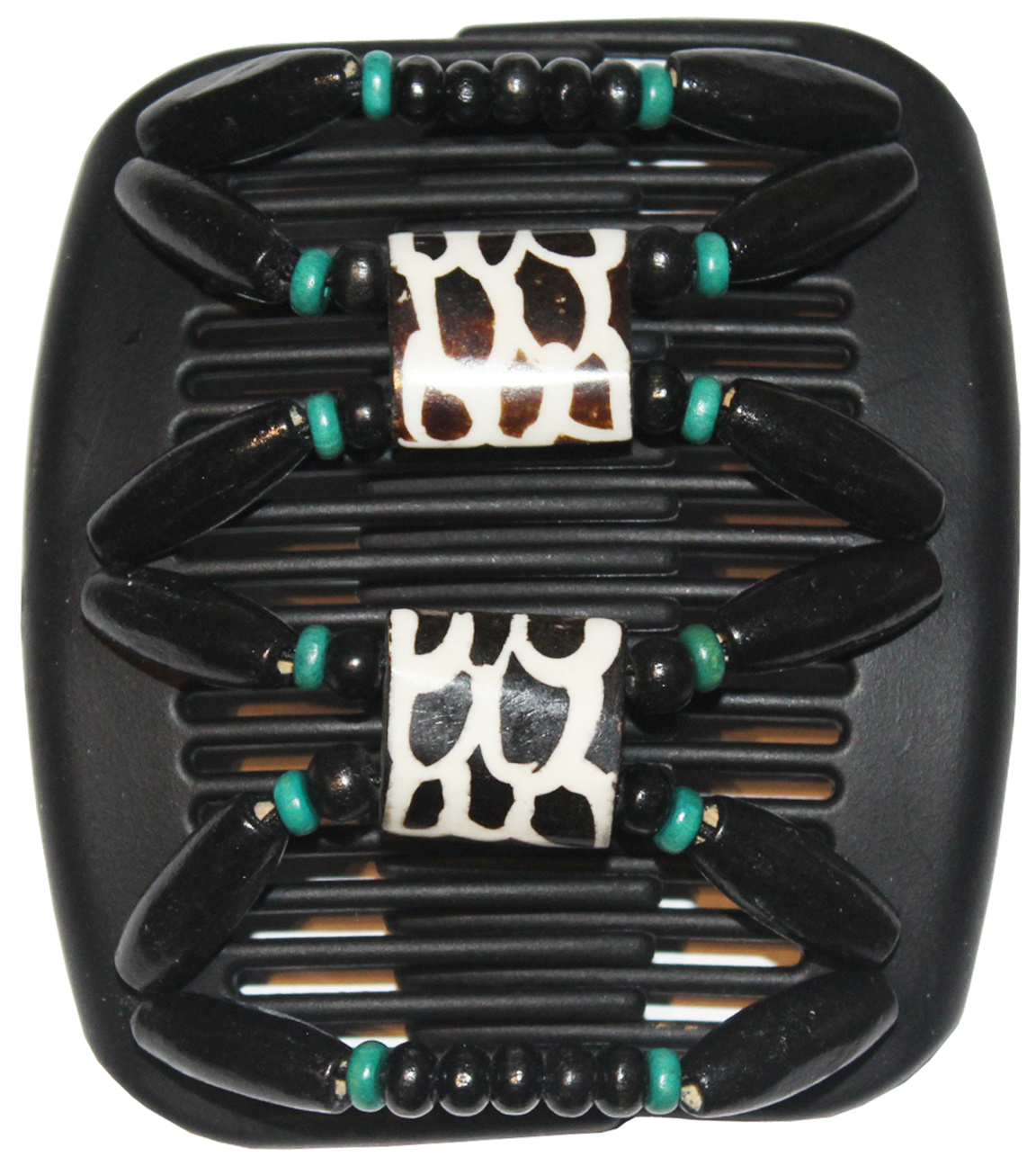 African Butterfly Hair Clips   -  Zwart / black-green parels