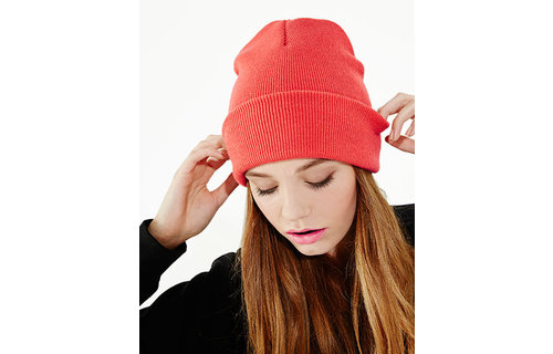 Dubbel Gebreide Muts met boord - Rood