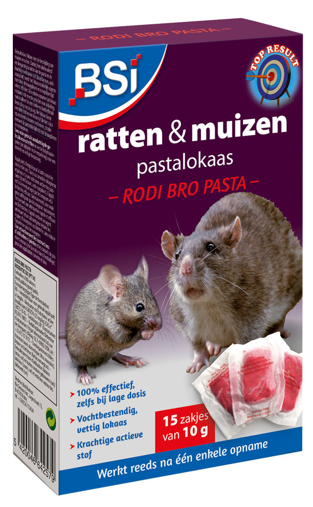 Rodi Bro Pasta tegen ratten en muizen 150gr (15x10g)
