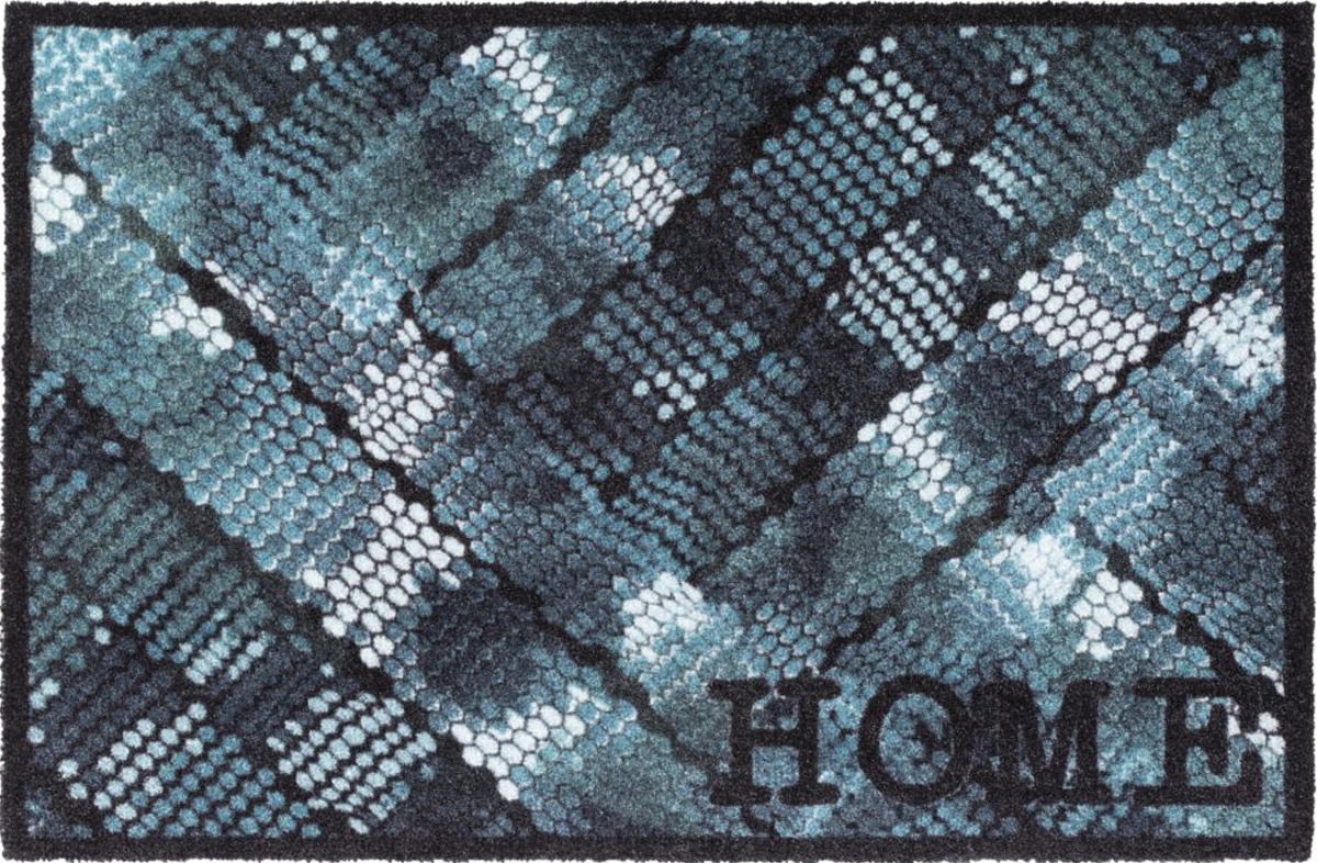 Wasbare Deurmat Home Blue Texture  50 x 75 cm.