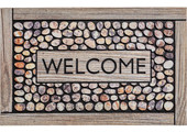 Rubber Deurmat  Welcome Framed Pebbles  45 x 75 cm.