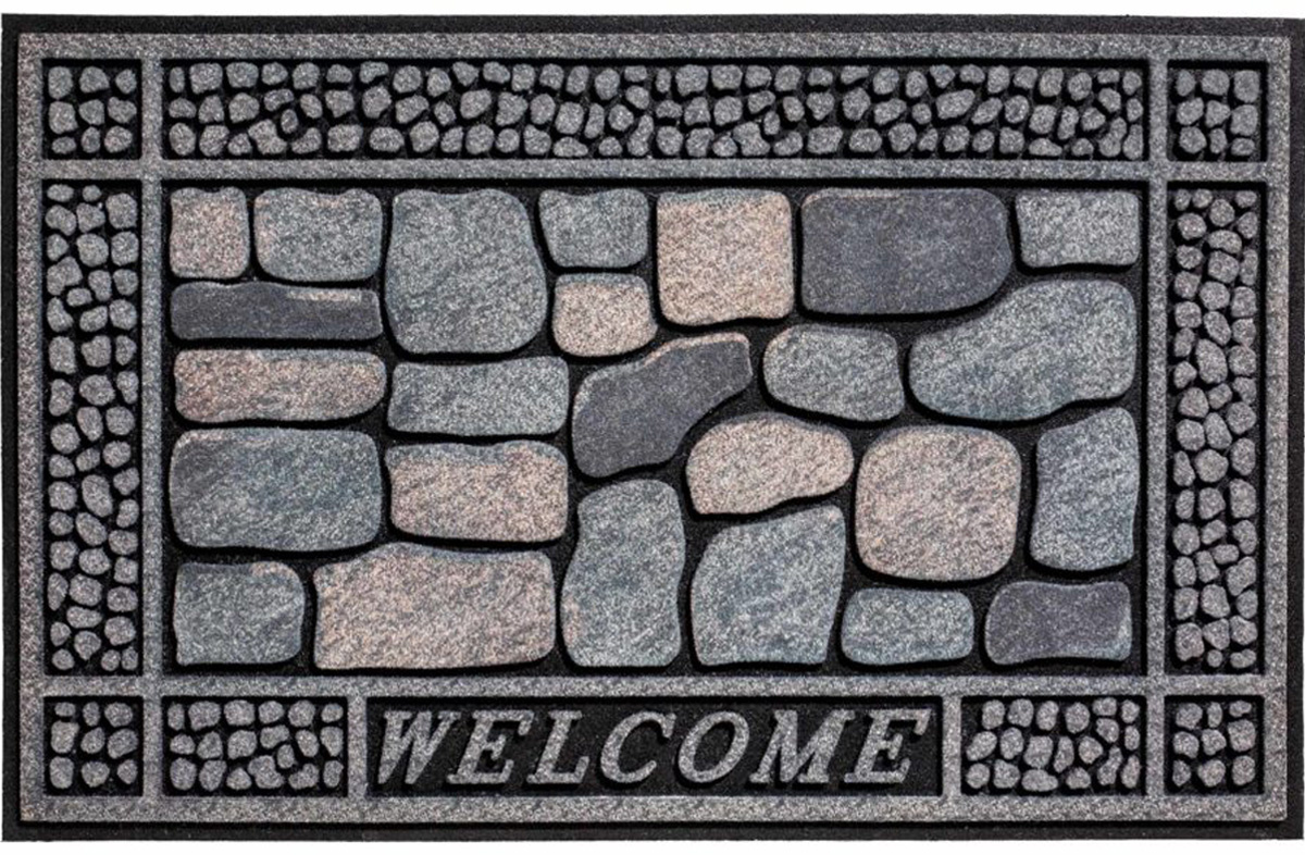 Rubber Deurmat  Stones Welcome  45 x 75 cm.