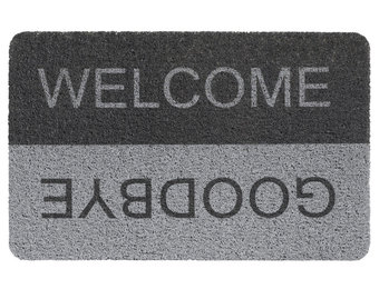 Deurmat  Curly Print  "Grey/Black Welcome/Goodbye"   40 x 60 cm
