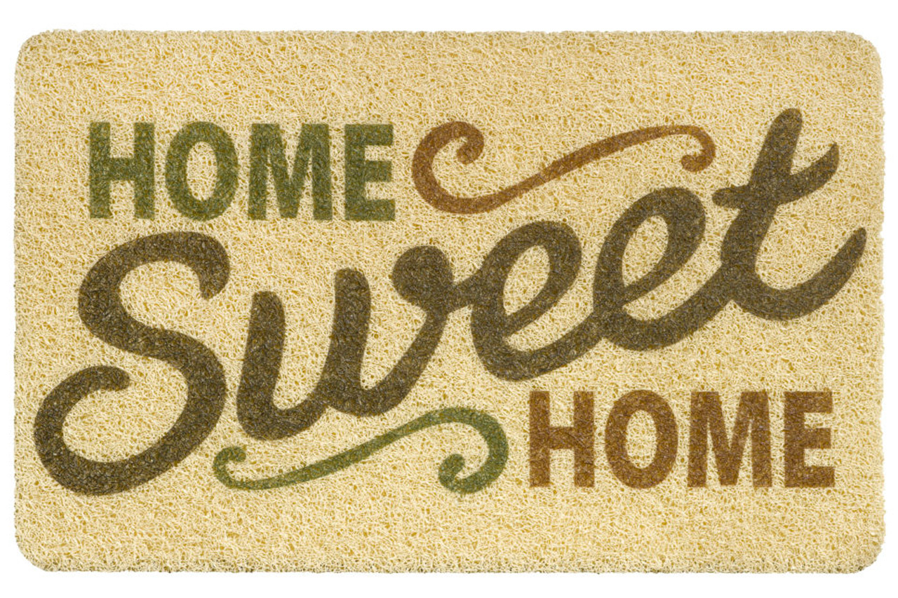 Deurmat  Curly Print  "Beige Home Sweet Home"   40 x 60 cm