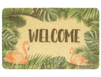 Deurmat Curly Print "Beige Welcome Flamingo" 40 x 60 cm